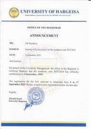 buy degree from the Jaamacada Hargeysa