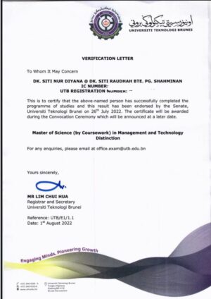 buy degree from the Universiti Teknologi Brunei