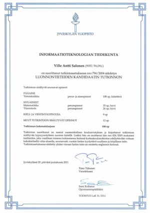 Buy college degree from The Jyväskylän yliopisto