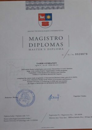 Buy college degree from The Kauno technologijos universitetas