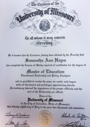 Buy college degree from The University of Missouri