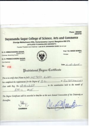 Buy college degree from The Dayananda Sagar University
