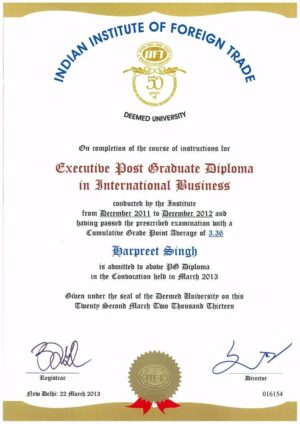 Buy college degree from The Indian Institute of Foreign Trade