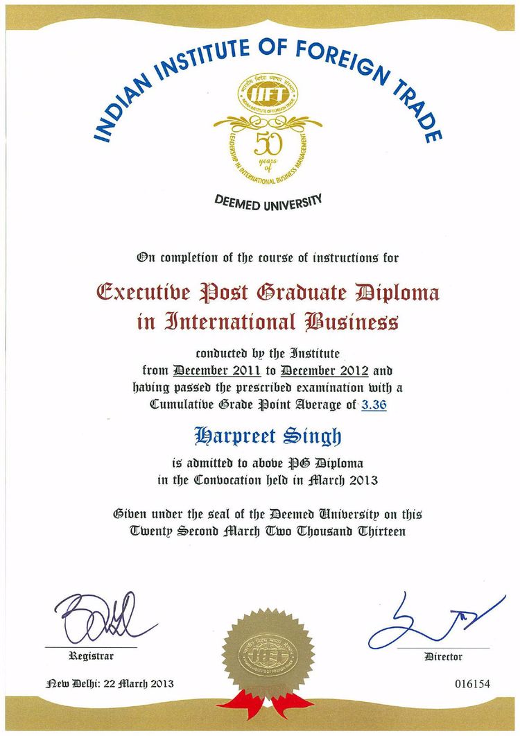 Buy college degree from The Indian Institute of Foreign Trade