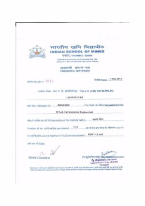 Buy college degree from The Indian School of Mines